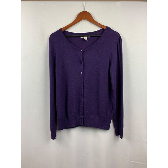 Kenneth Cole Womens Purple Button-Front Cardigan Sweater S - Picture 1 of 5